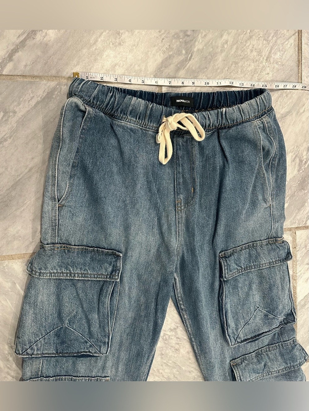 NWT Nova Men Stacked Slim Flare Cargo E-Waist Cargo Jeans Size Small 32L - Picture 3 of 8
